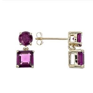Grape Color Garnet 10K Yellow Gold Earrings 3.62CTW GCG065